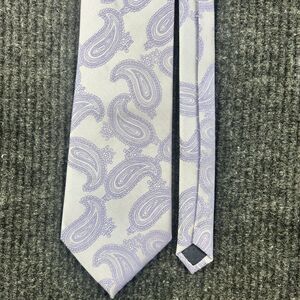 Umo Lorenzo Italy Men's 100% Silk Tie Purple Paisley Hand Made